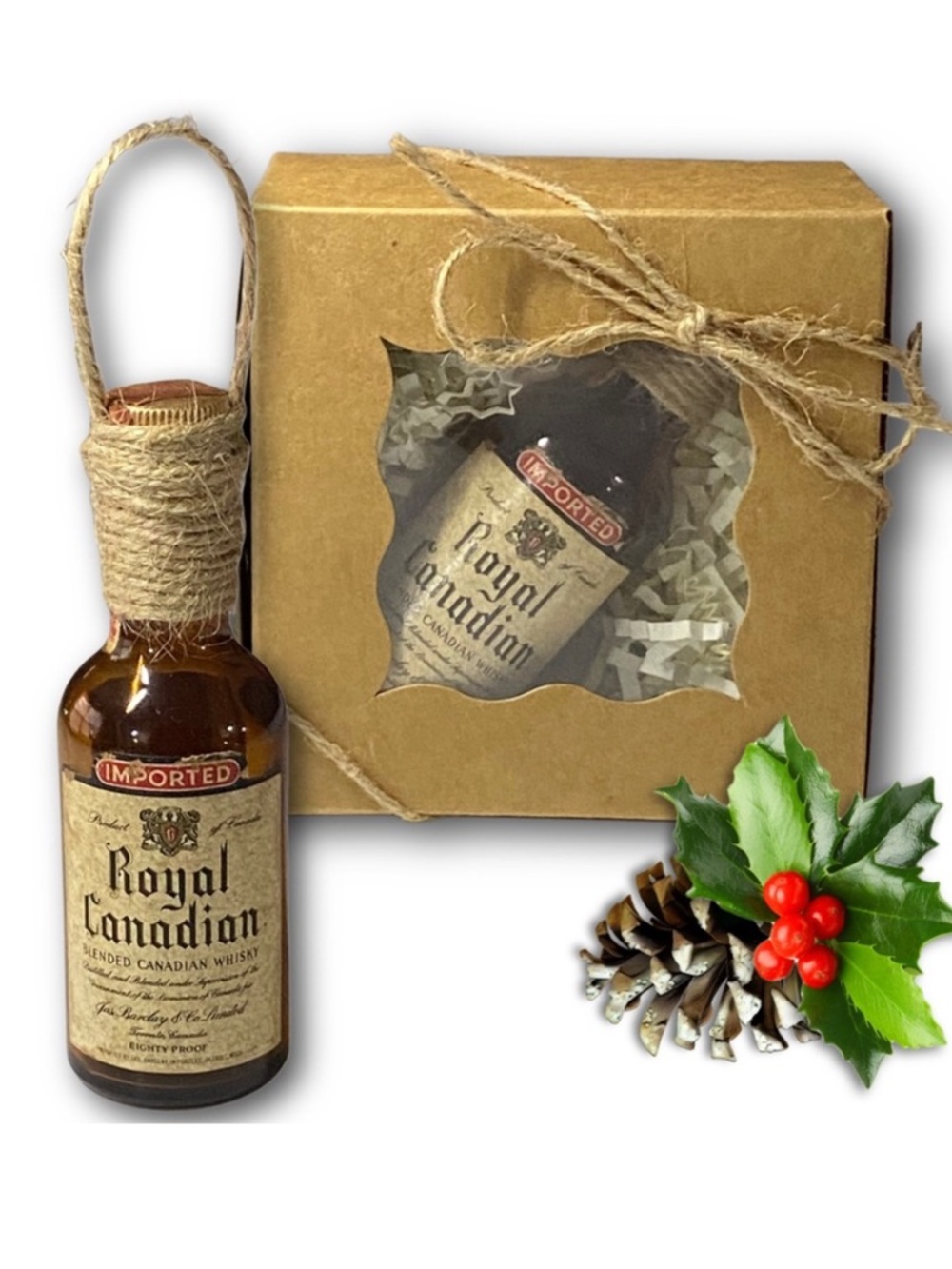 Royal Canadian Blended Canadian Whisky Artisan Vintage Glass Bottle Ornament